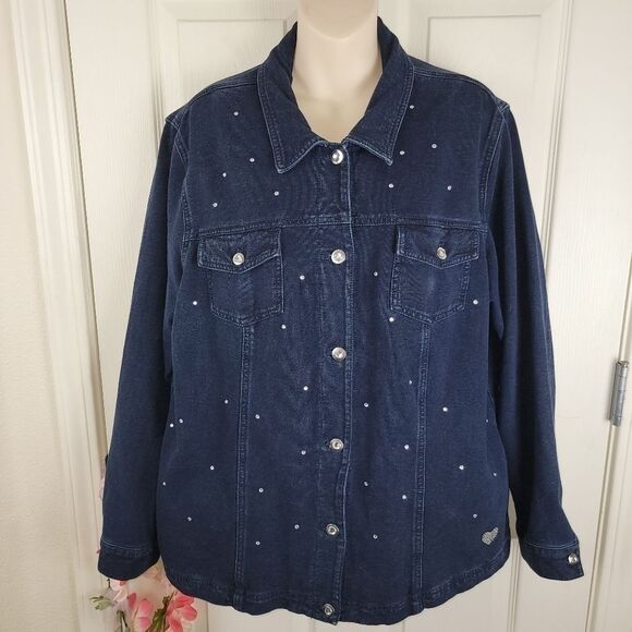 Quacker factory dreamjeannes knit denim jacket xl - Picture 1 of 9